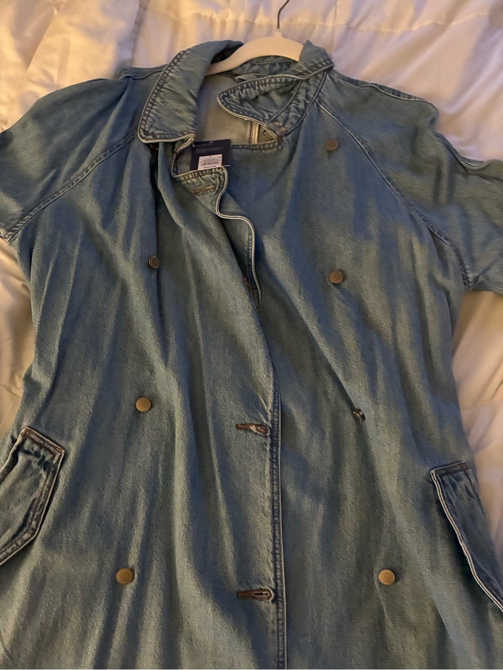 Universal Thread Light Blue Double-Breasted Denim Trench